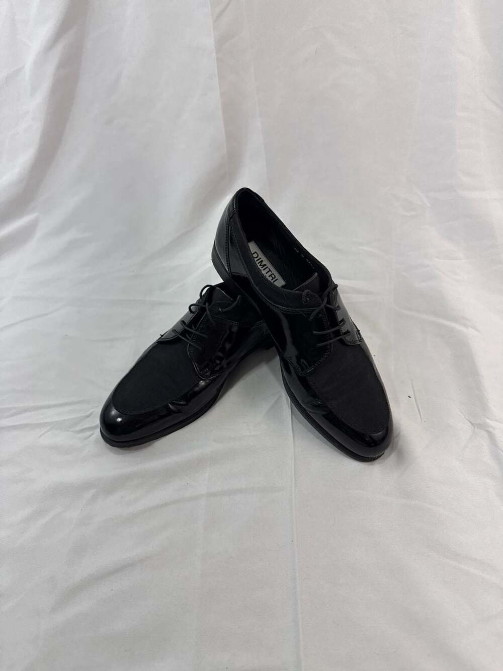 Dimitri Black Patent Leather & Fabric Lace-Up Dress Shoes Size 44 Made in Italy